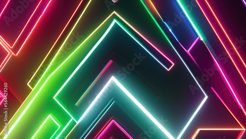 geometric neon lights background, abstract, Generative AI