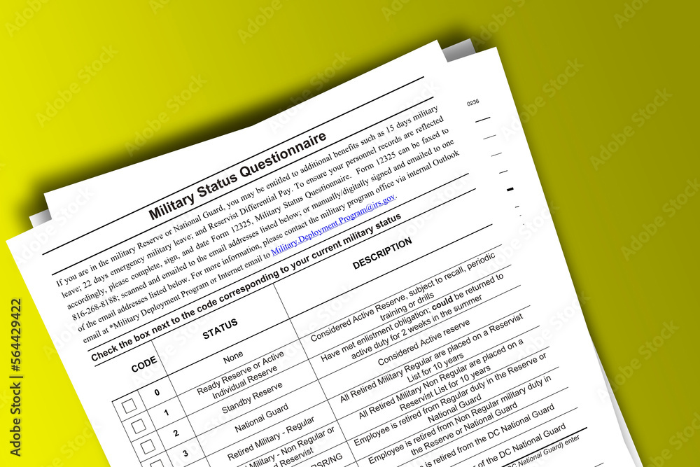 Form 12325 documentation published IRS USA 04.26.2021. American tax document on colored Form 12325 documentation published IRS USA 04.26.2021. American tax document on colored