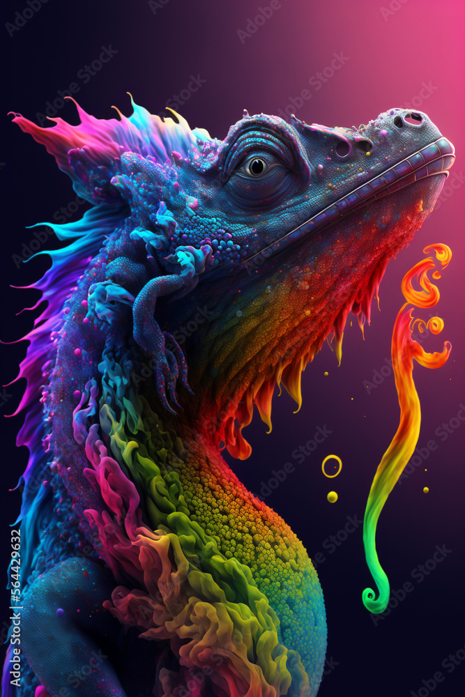 Obraz premium Rainbow reptile iguana