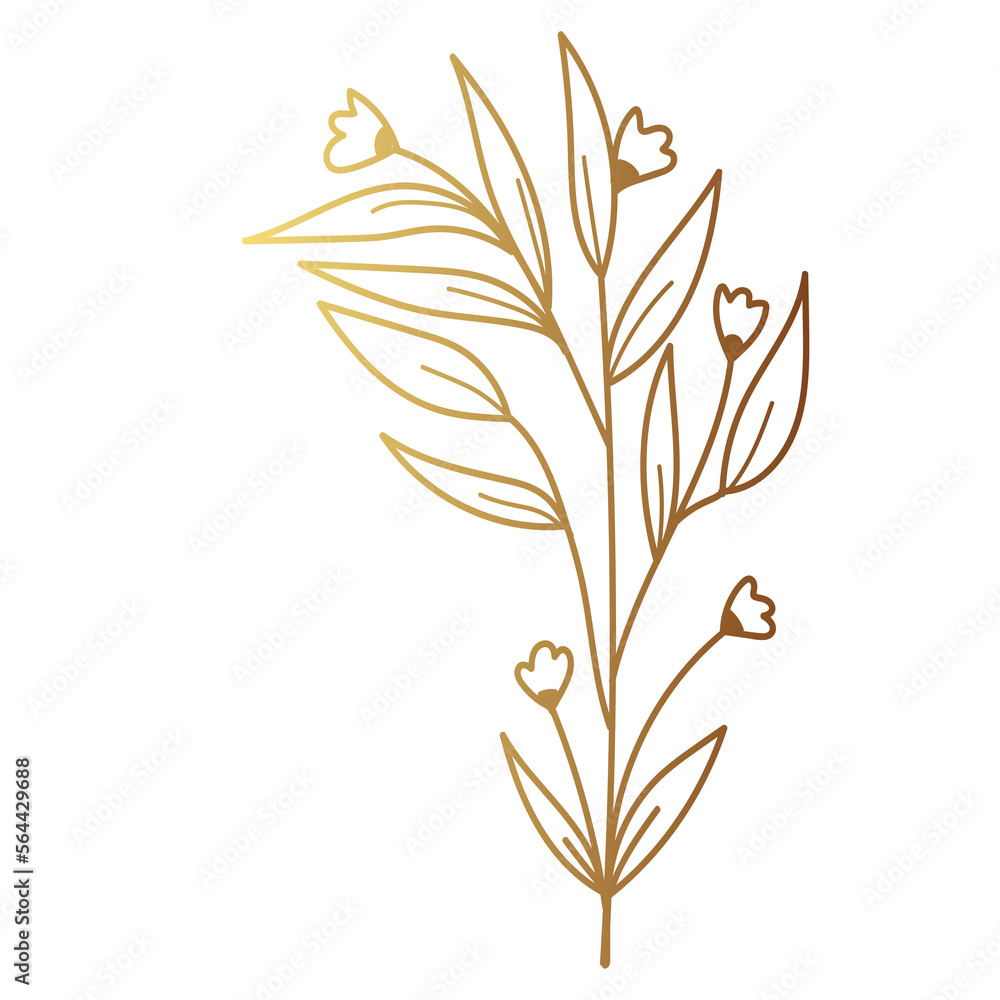 Gold flower line art Gold flower line art