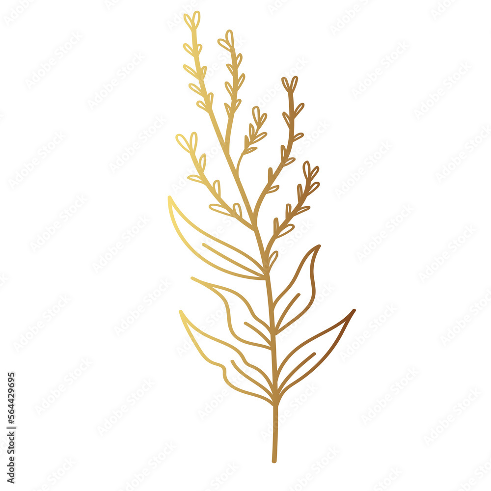 Gold flower line art Gold flower line art