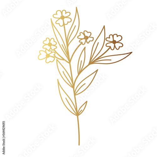 Gold flower line art 