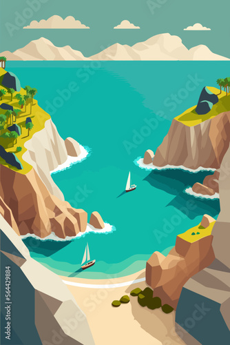 coastline view from above, Sea coastline with rocks around landscape