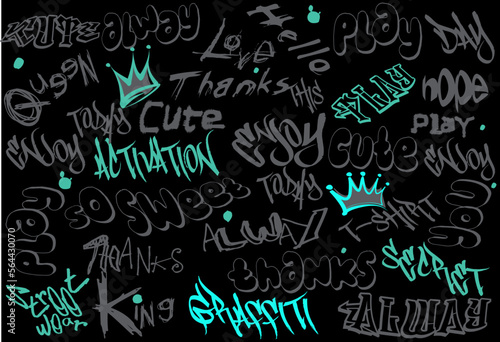 typography street art graffiti slogan, repeating image pattern on any items, t shirts, wallpaper,