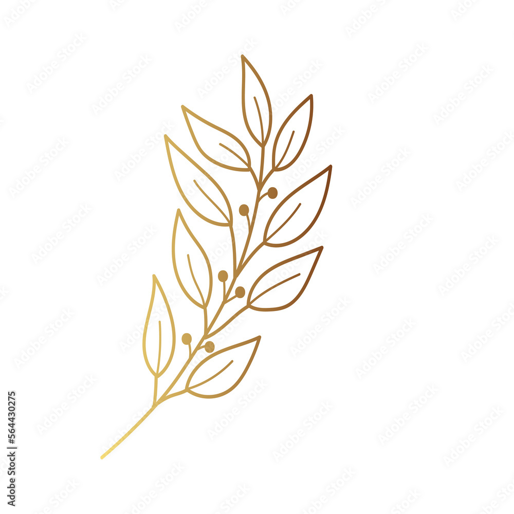 Gold flower line art 