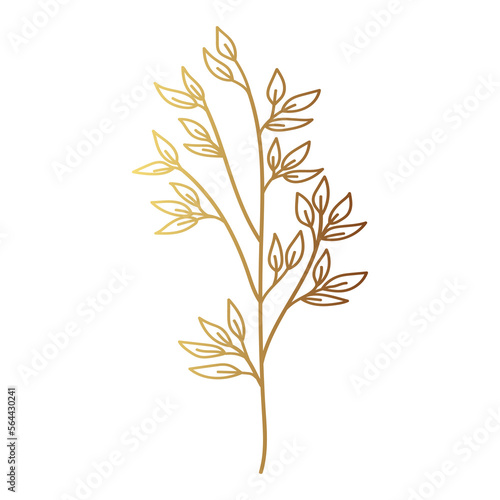 Gold flower line art 