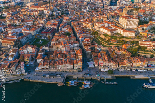 Aerial view of the city of Porto with Douro River 