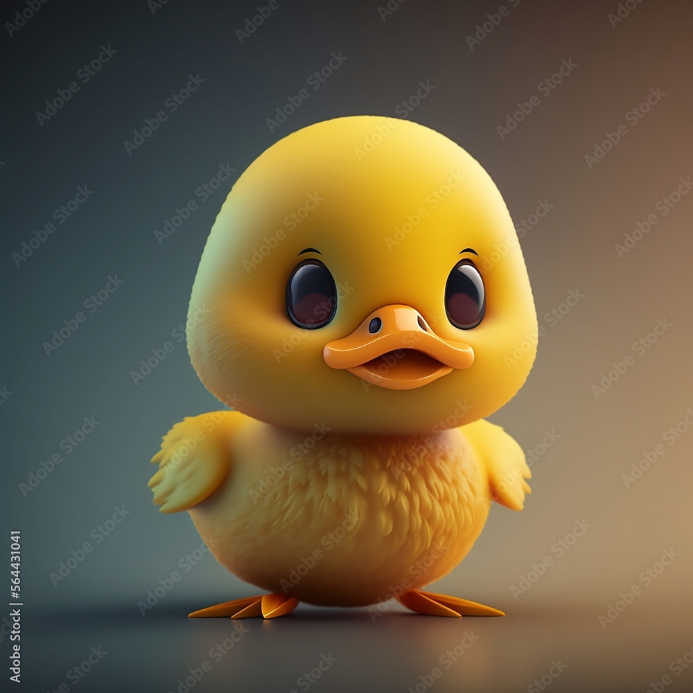 Cute 3D Yellow Duck Cartoon Character Cute 3D Yellow Duck Cartoon Character