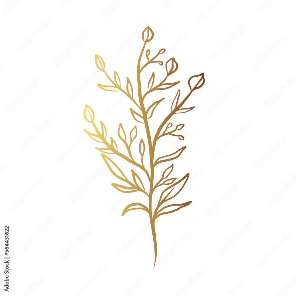 Gold flower line art Gold flower line art