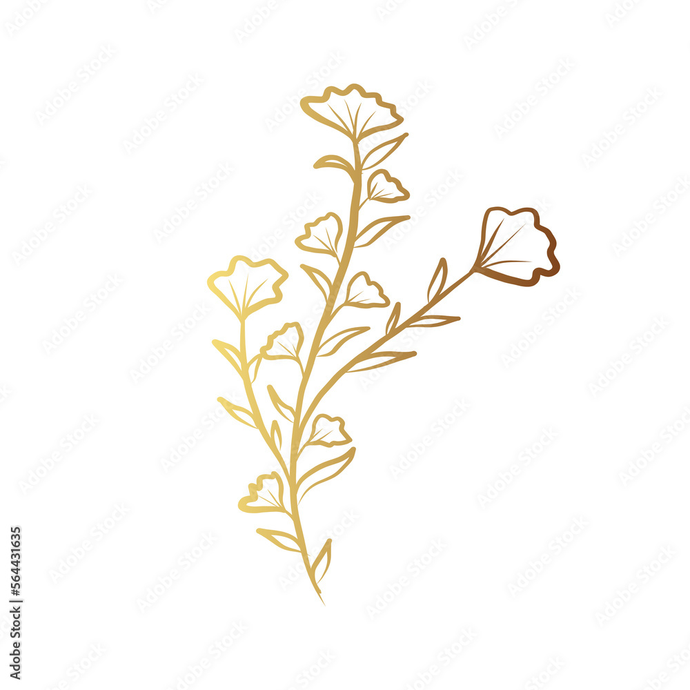 Fototapeta premium Gold flower line art 