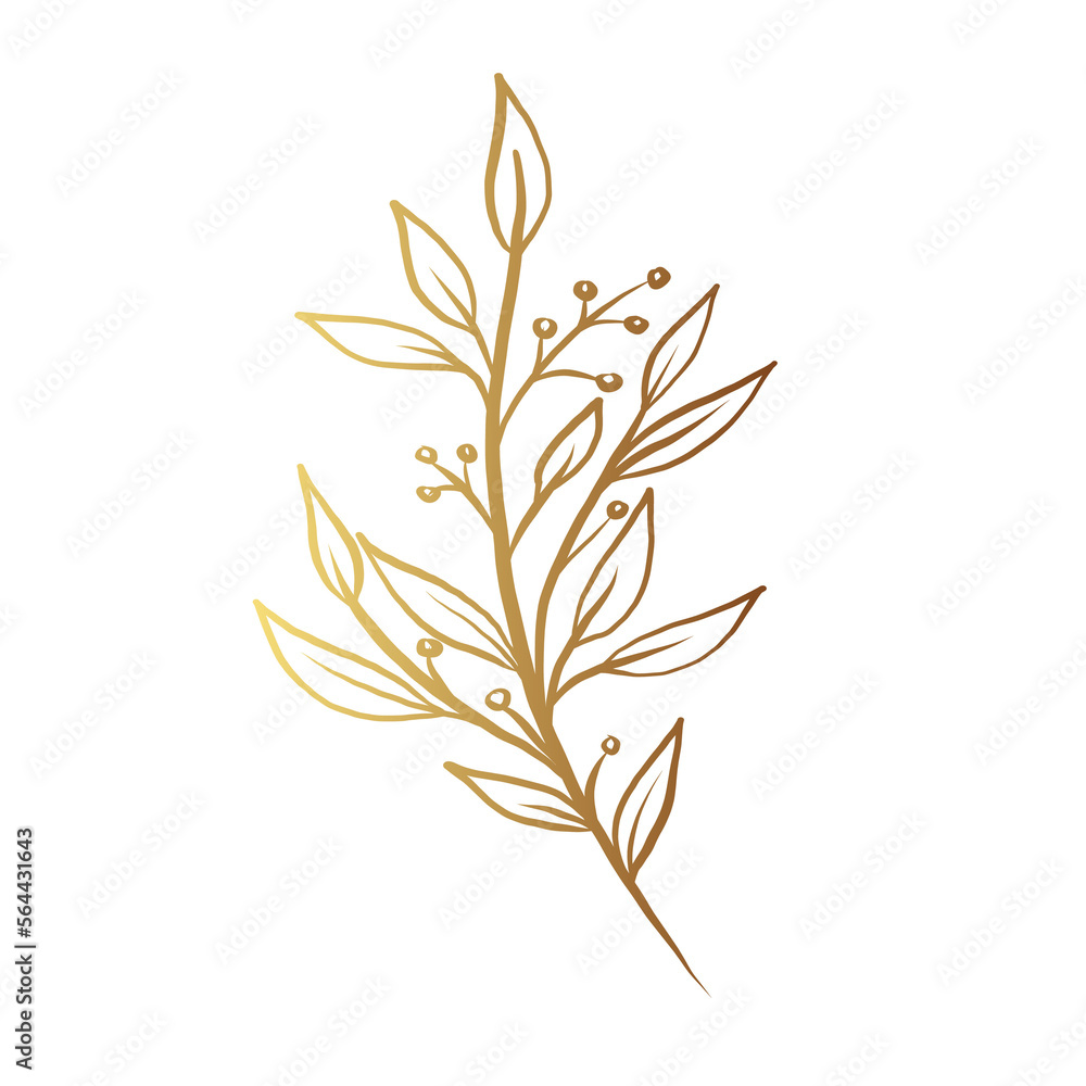 Fototapeta premium Gold flower line art 