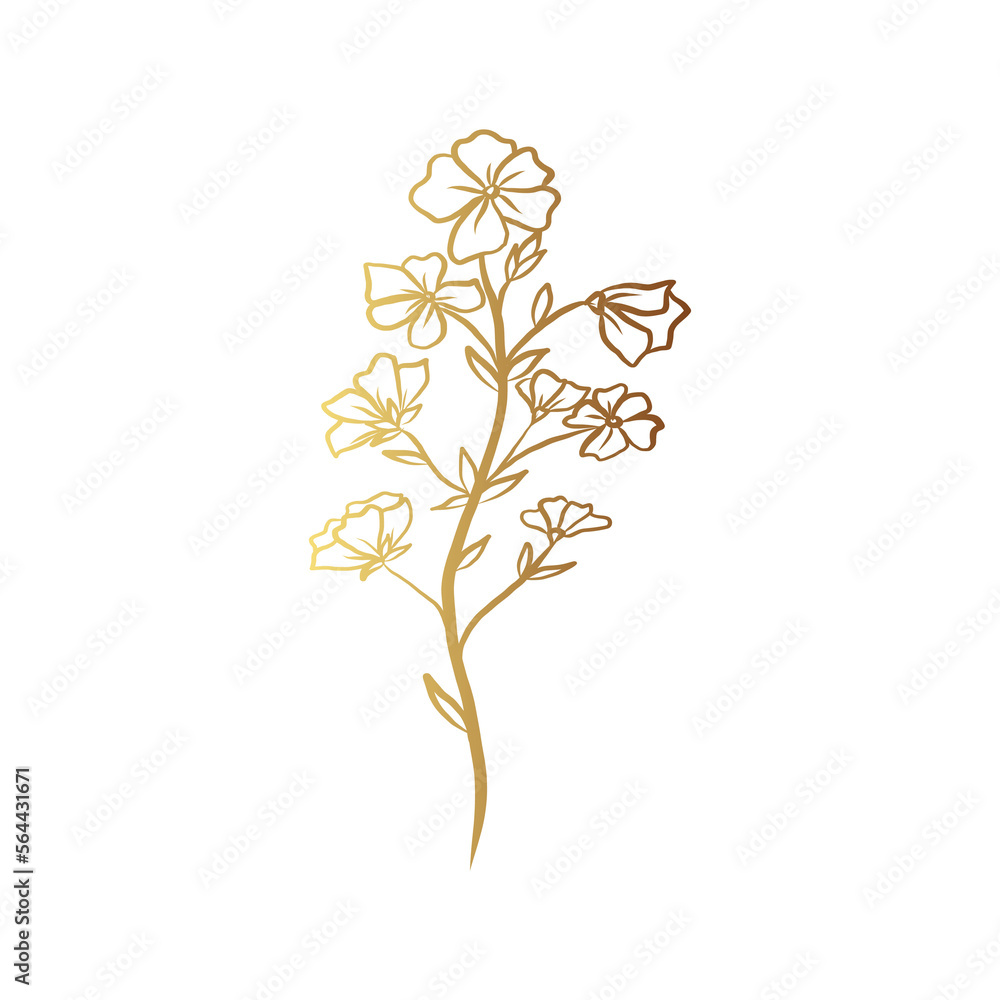 Gold flower line art Gold flower line art
