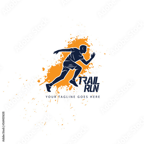 Ultra Trail running logo vector illustration on white background
