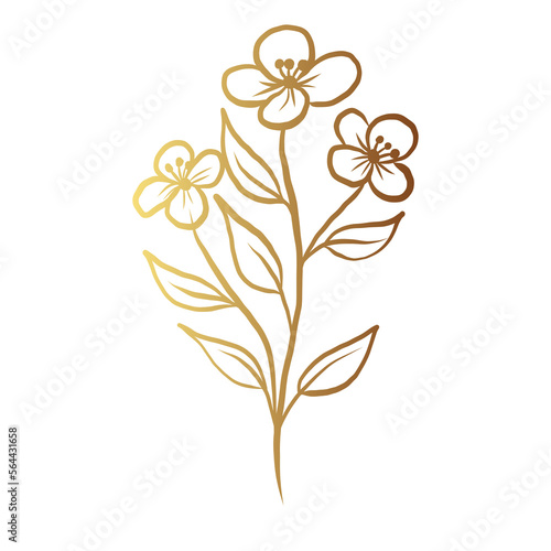 Gold flower line art 