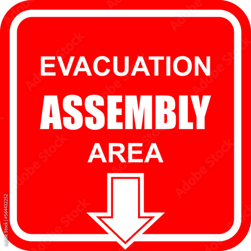 Evacuation, Assembly area, sign and sticker vector
