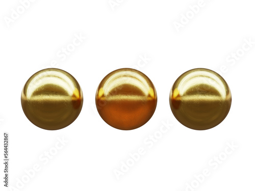 3d rendered three gold balls 