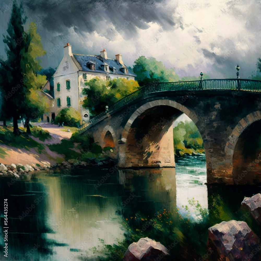 French landscape with a bridge