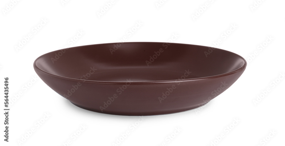 Empty brown ceramic plate isolated on white Empty brown ceramic plate isolated on white
