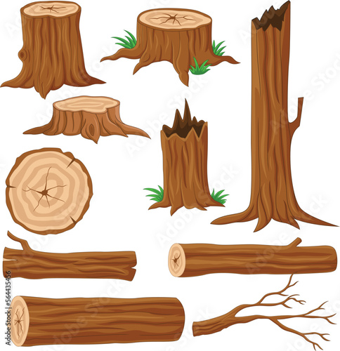 Cartoon wood logs and trunks collection