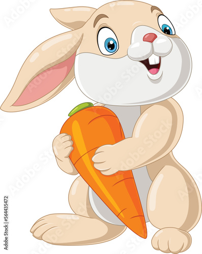 Cartoon little bunny holding a carrot