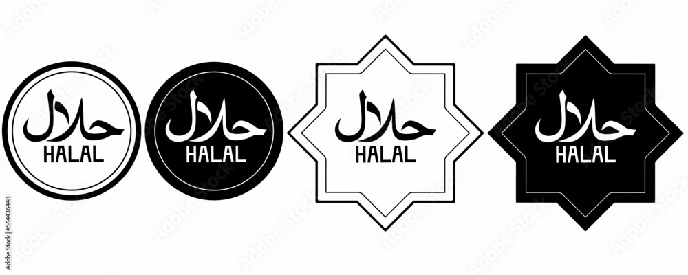 Obraz premium halal sign set isolated on white background