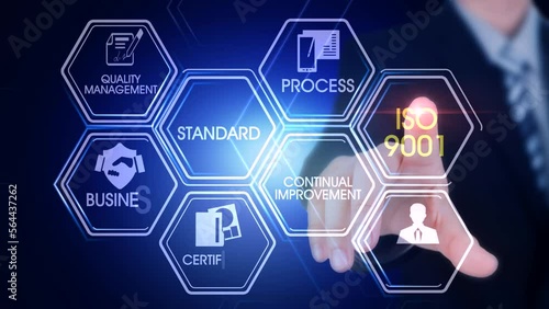 Iso9001 Hexagonal Touch Screen Concept Hexagonal virtual Touch Screen Concept with man touching screen with finger and light streak