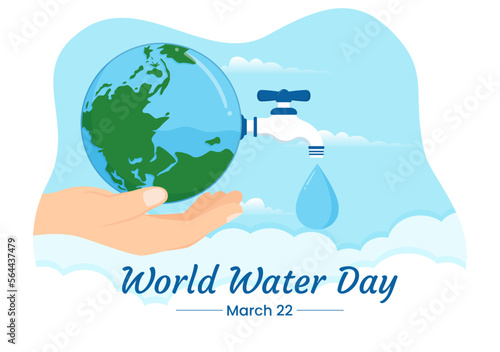 World Water Day on 5 March Illustration with Waterdrop from Earth for Web Banner or Landing Page in Flat Cartoon Hand Drawn Templates Illustration