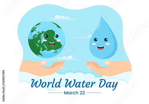 World Water Day on 5 March Illustration with Waterdrop from Earth for Web Banner or Landing Page in Flat Cartoon Hand Drawn Templates Illustration