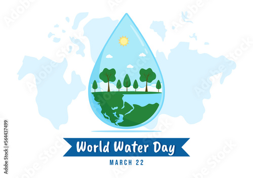 World Water Day on 5 March Illustration with Waterdrop from Earth for Web Banner or Landing Page in Flat Cartoon Hand Drawn Templates Illustration
