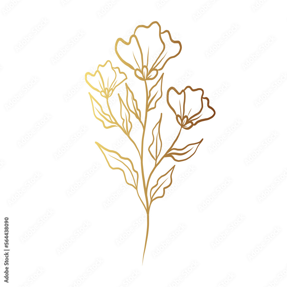 Gold flower line art Gold flower line art