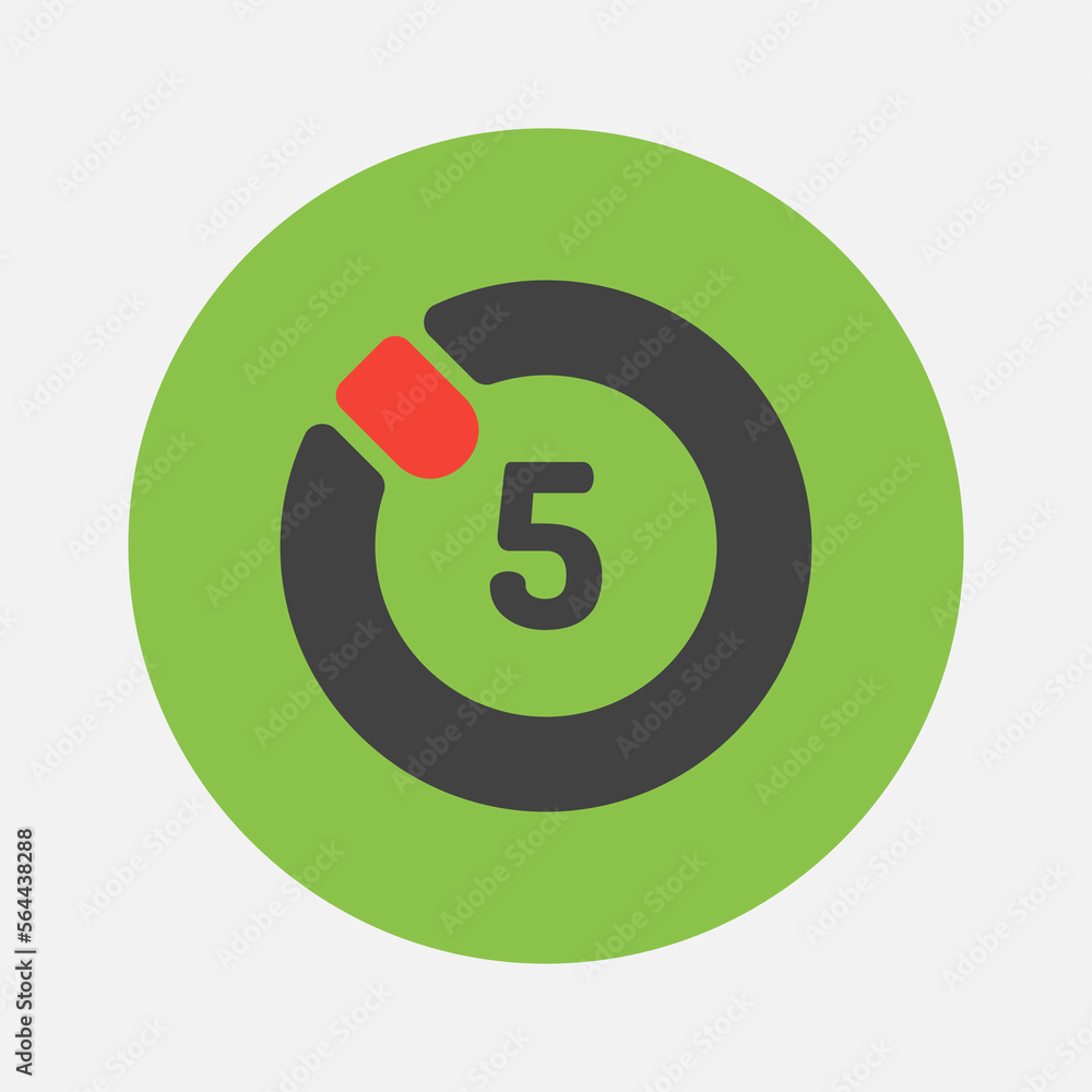 Timer five second icon in flat style about camera, use for website mobile app presentation Timer five second icon in flat style about camera, use for website mobile app presentation