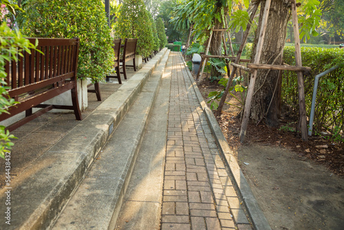 Pedestrian walkway made on cement side beautifully decorated