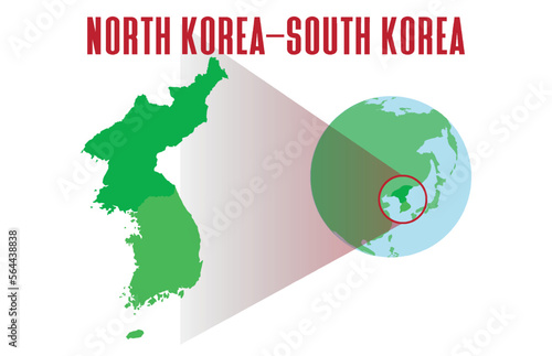 flat cartoon of North Korea–South Korea country border