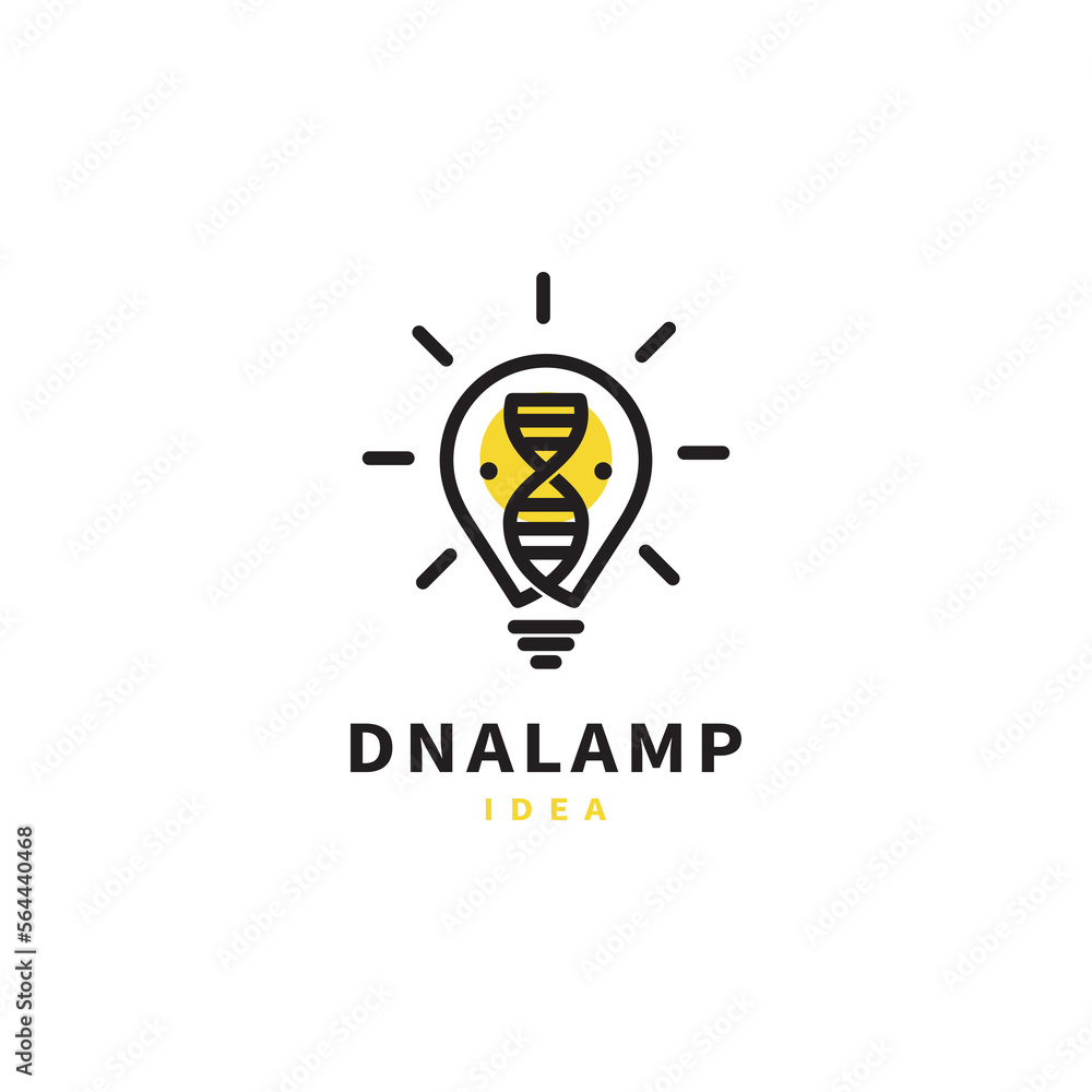DNA lamp think idea logo design DNA lamp think idea logo design