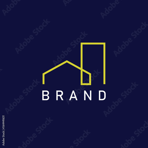 Real Estate Line Logo Design With Golden Color