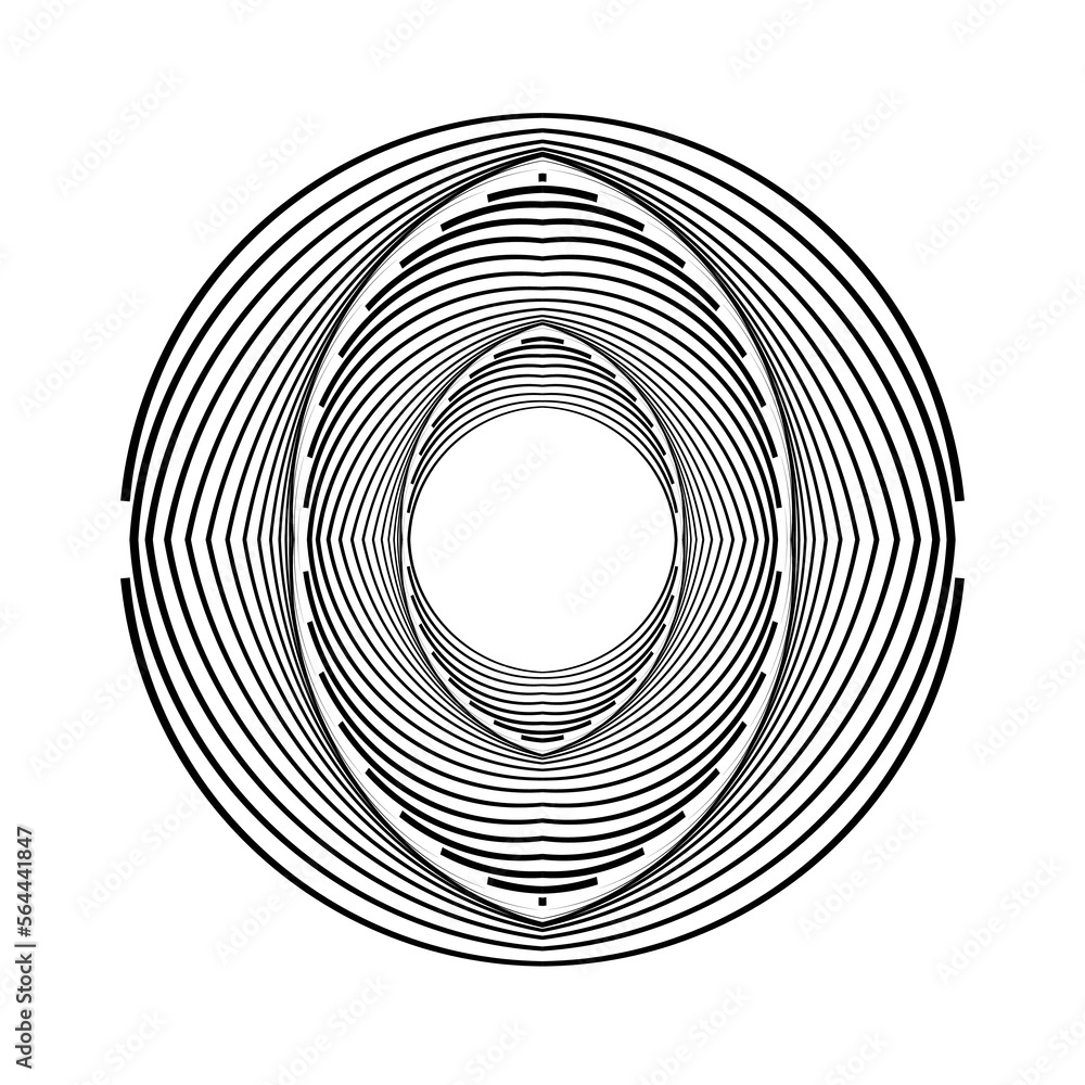 Abstract black curvy lines in circle form. Segmented circle. Helix. Geometric art. Circular shape. Trendy design element for border frame, round logo, tattoo, sign, symbol, web pages, prints Abstract black curvy lines in circle form. Segmented circle. Helix. Geometric art. Circular shape. Trendy design element for border frame, round logo, tattoo, sign, symbol, web pages, prints