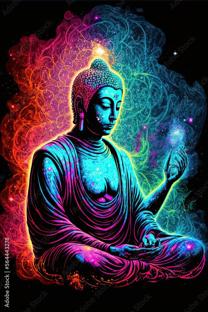 Blacklight Spiritual Meditation Buddha Statue