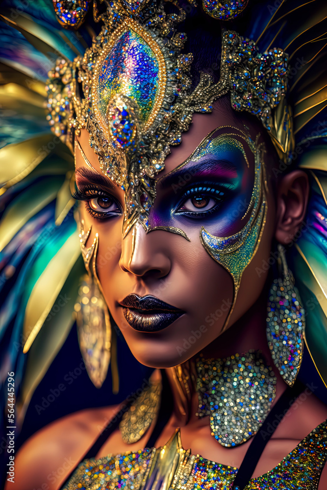 Samba dancer in brazilian carnival, Attractive woman, brazilian carnival, generative AI