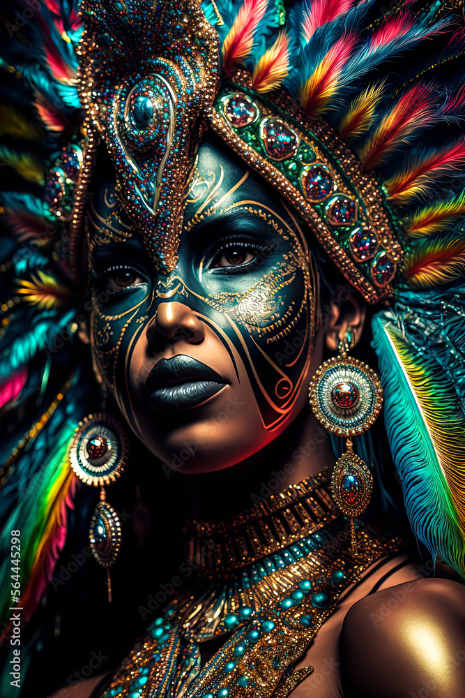 Samba dancer in brazilian carnival, Attractive woman, brazilian carnival, generative AI