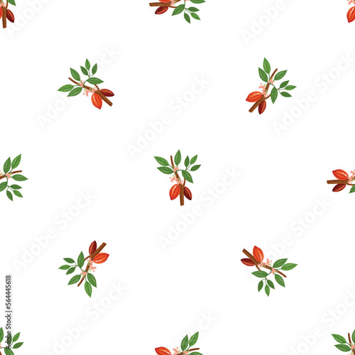 Cacao tree branch pattern seamless background texture repeat wallpaper geometric vector