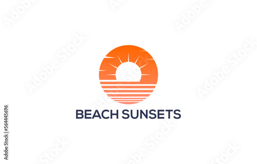 sunset beach circle modern minimalist logo design © wahyu bsbt