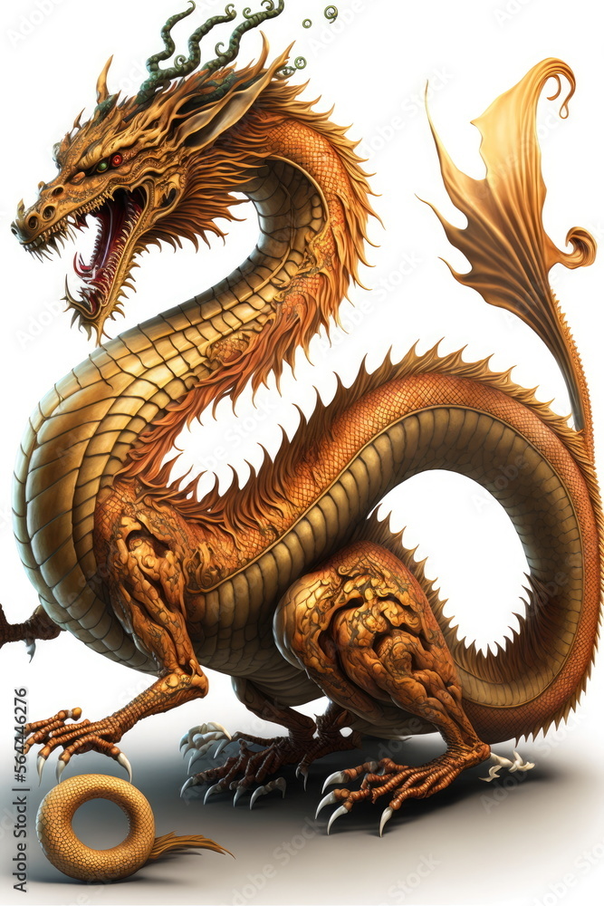 Chinese dragon on white background, Made by AI,Artificial intelligence Chinese dragon on white background, Made by AI,Artificial intelligence