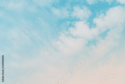 Abstract pastel blue sky with white cloud background.