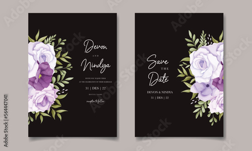 Beautiful soft purple flowers wedding invitation card