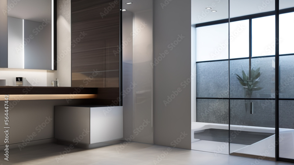 Fototapeta premium modern bathroom, bathtub, postmodern, Generative AI