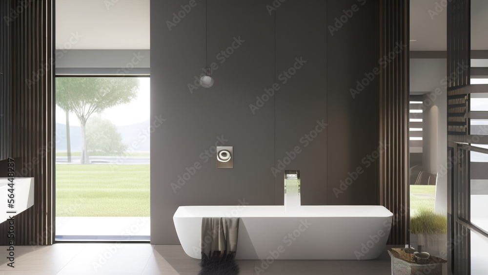 modern bathroom, bathtub, postmodern, Generative AI modern bathroom, bathtub, postmodern, Generative AI