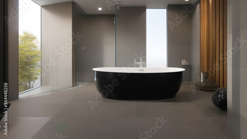 modern bathroom  bathtub  postmodern  Generative AI