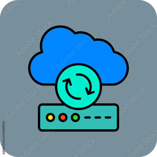 Cloud Sync Multicolor Round Corner Filled Line Icon