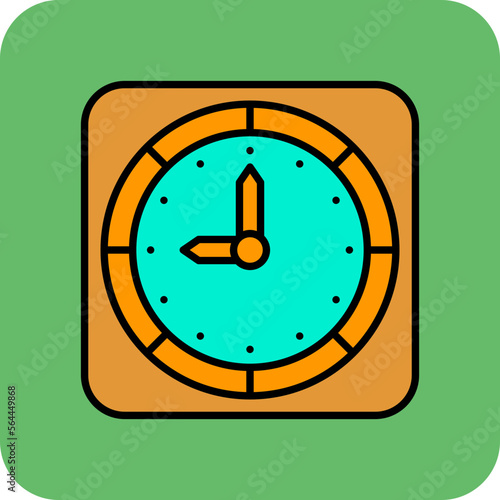 Wall Clock Multicolor Round Corner Filled Line Icon