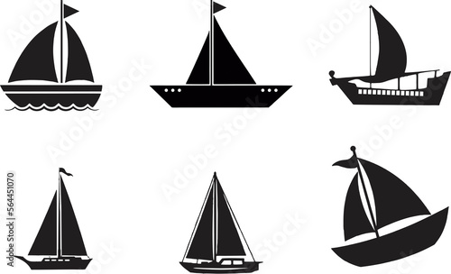 Canvas Print boat and ship icons set
